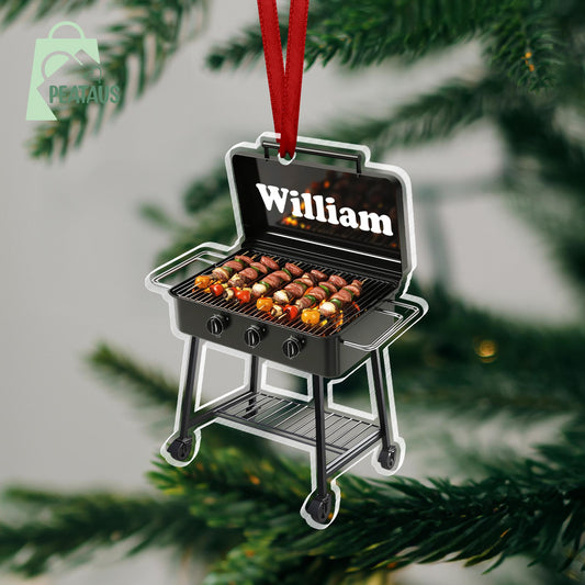 Personalized Grill Christmas Ornament, Grill Flat 2D Ornament, Barbeque BBQ Christmas Ornament, Gift for Griller,Dad Gift, Grill Master Gift