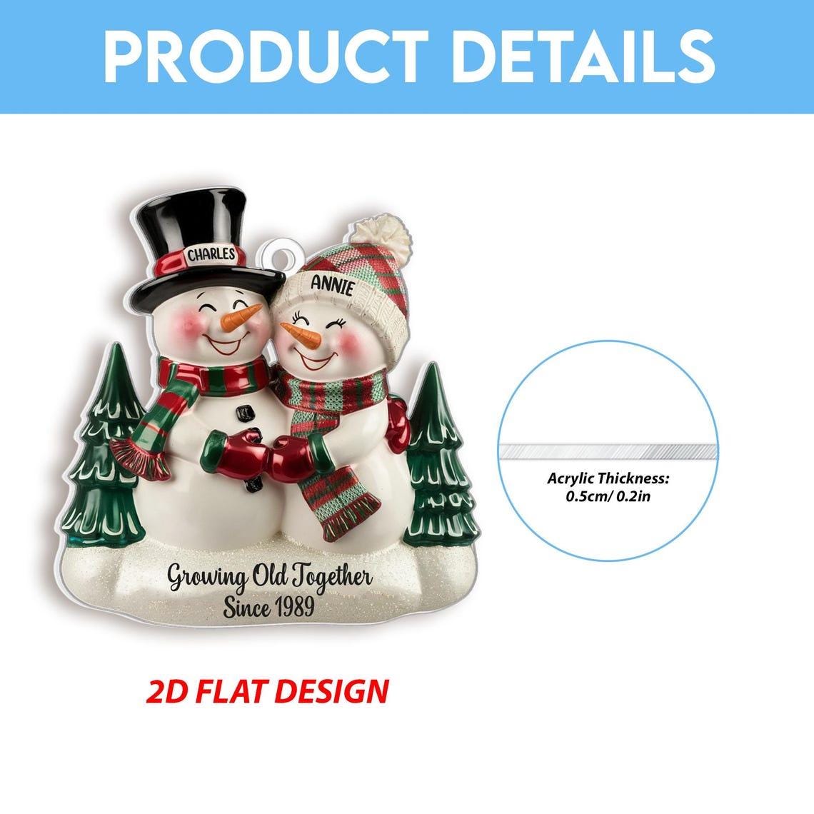 Custom Name Canoe Xmas Personalized Ornament, Christmas Tree Hanging Decor, Christmas Ornament, 2D Flat Ornamen