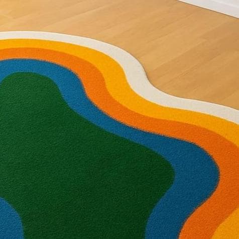 Abstract Colorful Tufted Area Rug: Modern Wavy Design, Custom Cotton/Wool