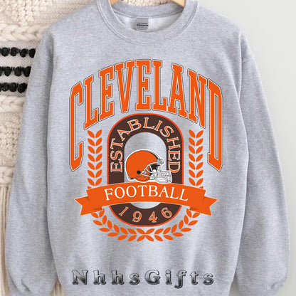 Cleveland Football Retro Style Shirt, Trendy Sweatshirt Cleveland Football Fan Gift, Cleveland Game Day Shirt, Cleveland Sweatshirt