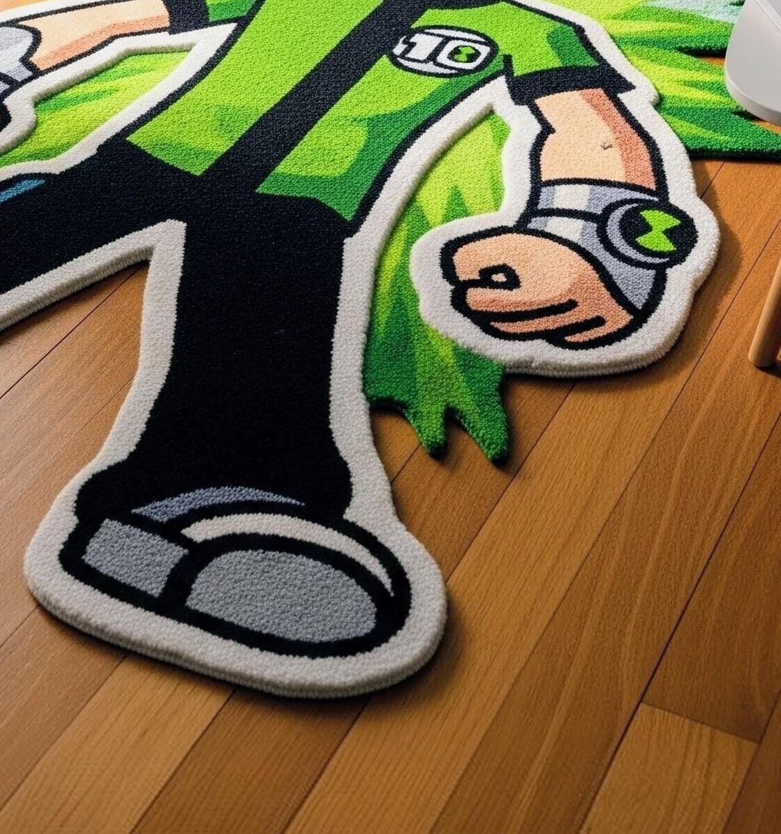 6x9Hand-Tufted Ben 10 Wool Rug: Kids Room Decor, Superhero Carpet Gift For Ben Lover