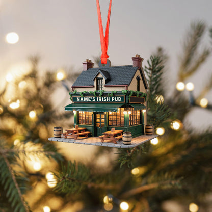 Personalized Irish Pub Ornament, Irish 2D Flat Ornament, Ireland Gifts Shamrock, Irish Christmas Keepsake 2025, Pub Decor Gift For Pub Lover