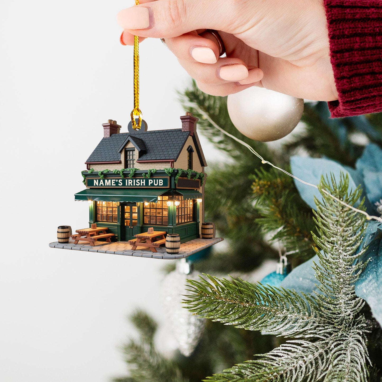 Personalized Irish Pub Ornament, Irish 2D Flat Ornament, Ireland Gifts Shamrock, Irish Christmas Keepsake 2025, Pub Decor Gift For Pub Lover