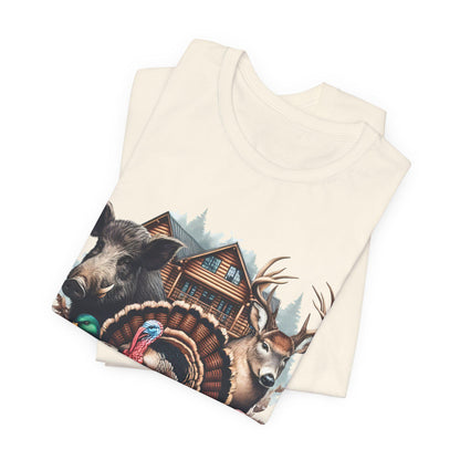 Thankful Hunting Graphic Tee: Unisex Thanksgiving Shirt