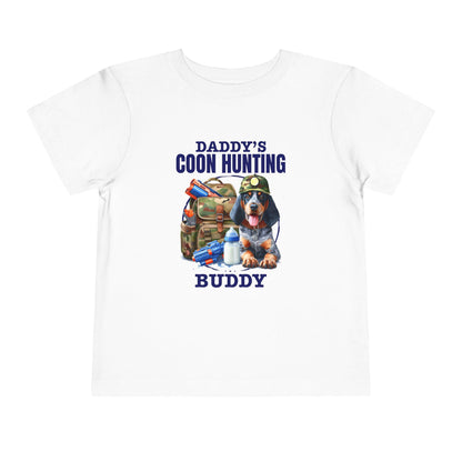 Daddy's Coon Hunting Buddy Toddler Tee, Cute Kids Hunting Shirt, Outdoor Adventure Kids Apparel, Hunter Lover Gift, Boy's Short Sleeve