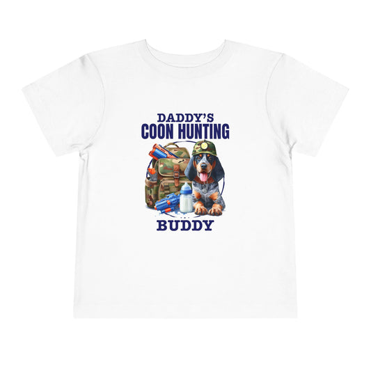 Daddy's Coon Hunting Buddy Toddler Tee, Cute Kids Hunting Shirt, Outdoor Adventure Kids Apparel, Hunter Lover Gift, Boy's Short Sleeve