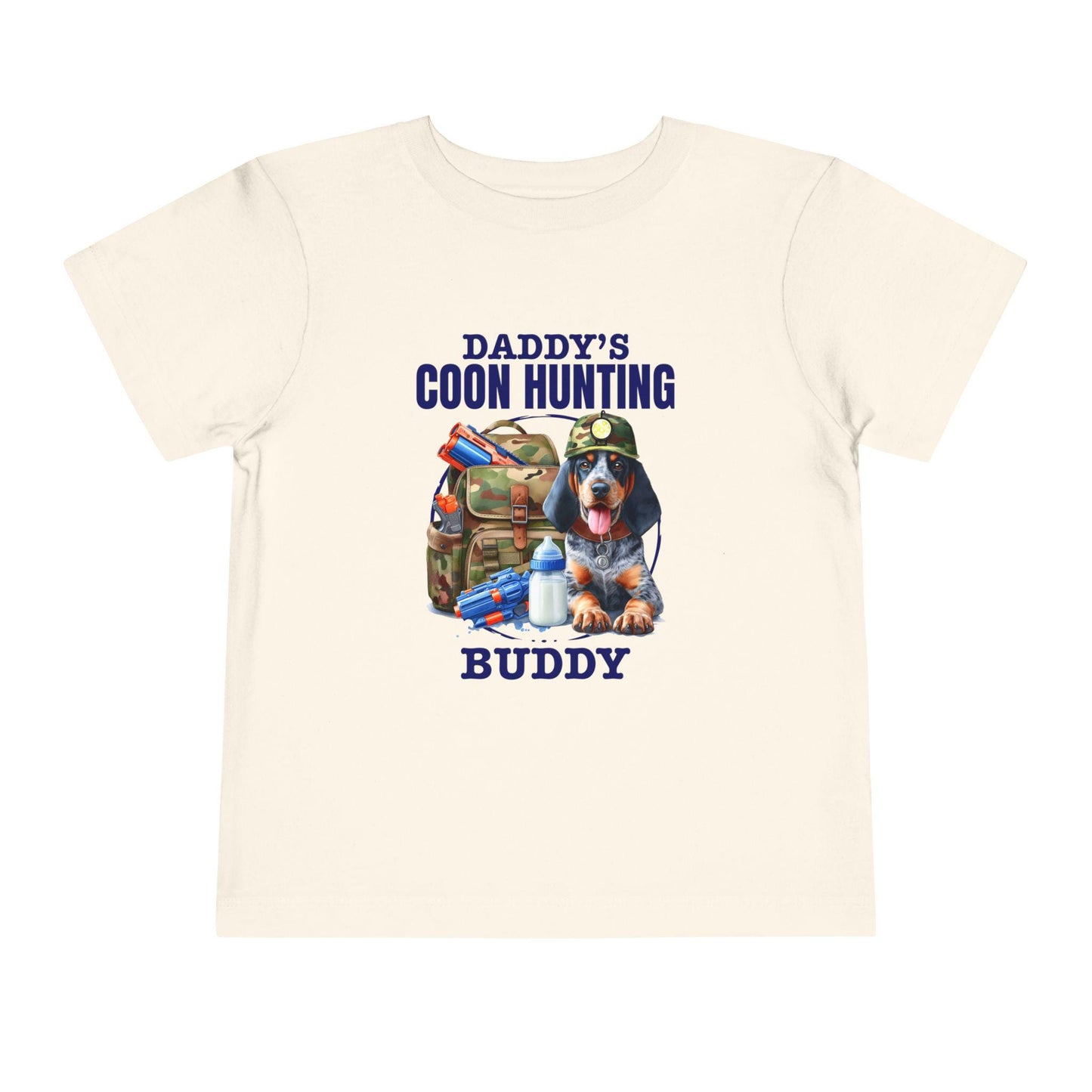Daddy's Coon Hunting Buddy Toddler Tee, Cute Kids Hunting Shirt, Outdoor Adventure Kids Apparel, Hunter Lover Gift, Boy's Short Sleeve