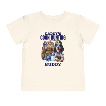 Daddy's Coon Hunting Buddy Toddler Tee, Cute Kids Hunting Shirt, Outdoor Adventure Kids Apparel, Hunter Lover Gift, Boy's Short Sleeve