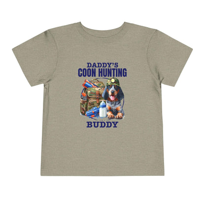 Daddy's Coon Hunting Buddy Toddler Tee, Cute Kids Hunting Shirt, Outdoor Adventure Kids Apparel, Hunter Lover Gift, Boy's Short Sleeve