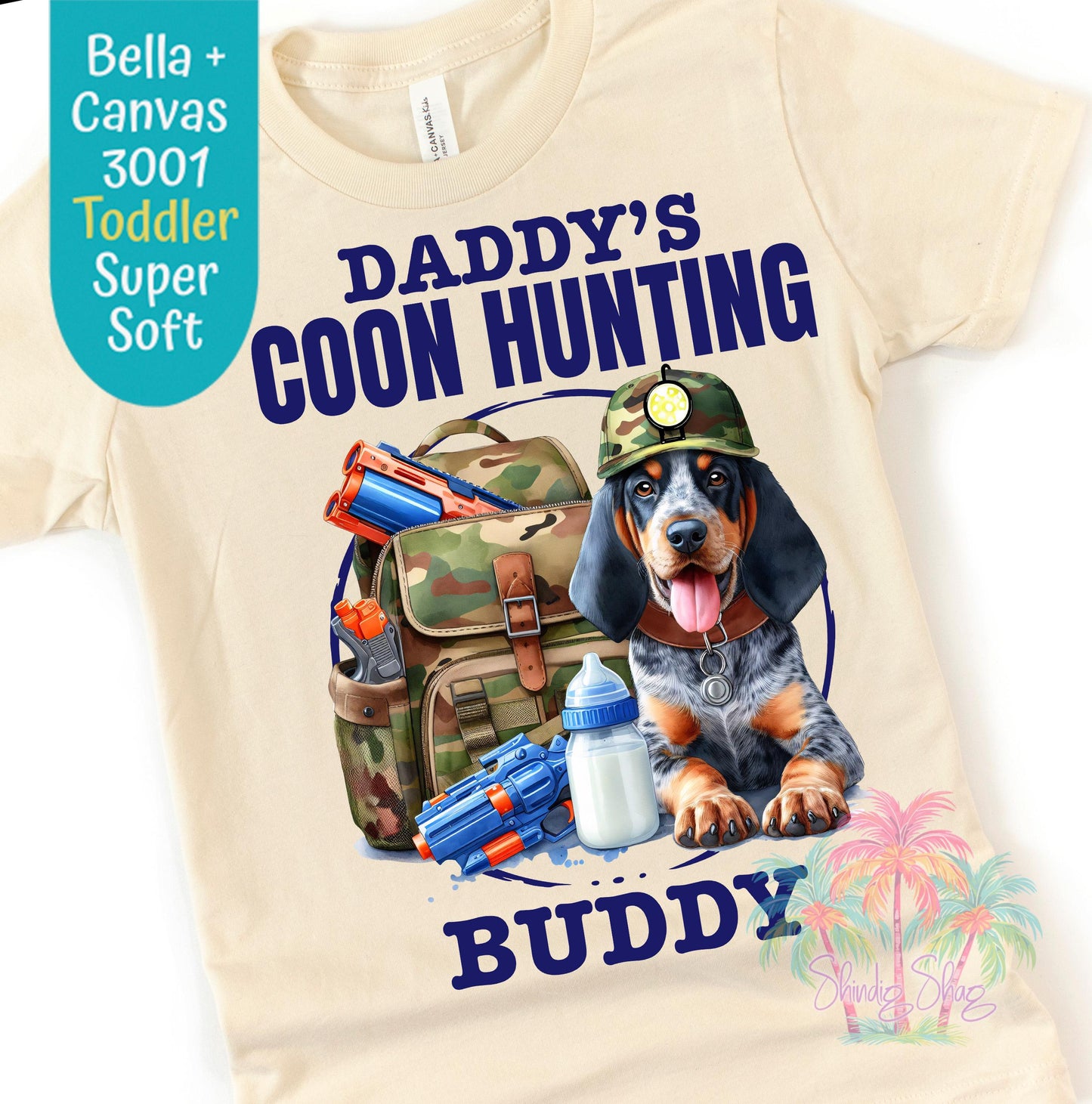 Daddy's Coon Hunting Buddy Toddler Tee, Cute Kids Hunting Shirt, Outdoor Adventure Kids Apparel, Hunter Lover Gift, Boy's Short Sleeve