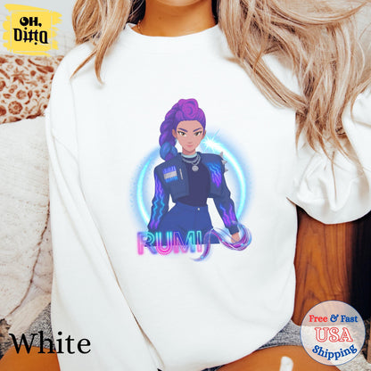 Rumi Arm Pattern Detailed Sleeve Sweatshirt,  Rumi Demon Marking Arm Hoodie, Kpop Demon Hunters Sweatshirts for Youths, Demon Girls Clothing