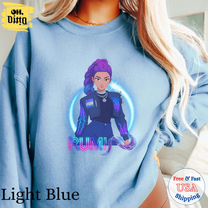 Rumi Arm Pattern Detailed Sleeve Sweatshirt,  Rumi Demon Marking Arm Hoodie, Kpop Demon Hunters Sweatshirts for Youths, Demon Girls Clothing