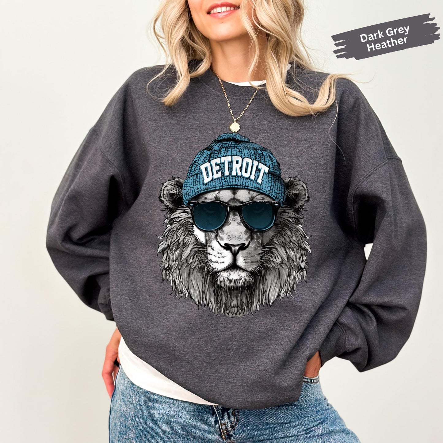 Vintage Detroit Animal Mascot Sweatshirt, Football Lion Spirit Shirt, Detroit Hoodie, Woman Crewneck Sport Gear, Unisex Lion Fan Apparel
