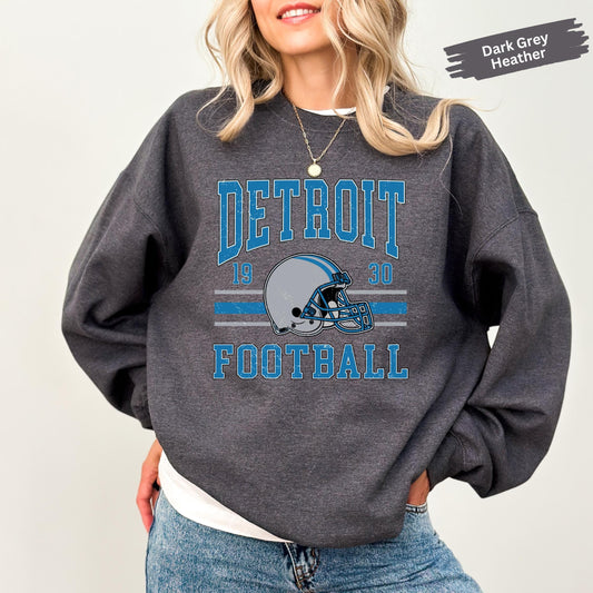 Vintage Detroit Football Sweatshirt For Man Woman And Kids, Unisex Sports Gear, Football Game Day Shirt, Detroit Fan Tee, Vintage Lion Tee