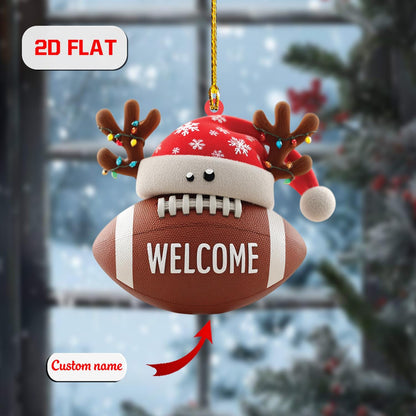 Personalized Football Christmas Ornament Acrylic, Custom Name Sports Lover Gift, Holiday Tree Decoration for Player, Coach & Football Fan