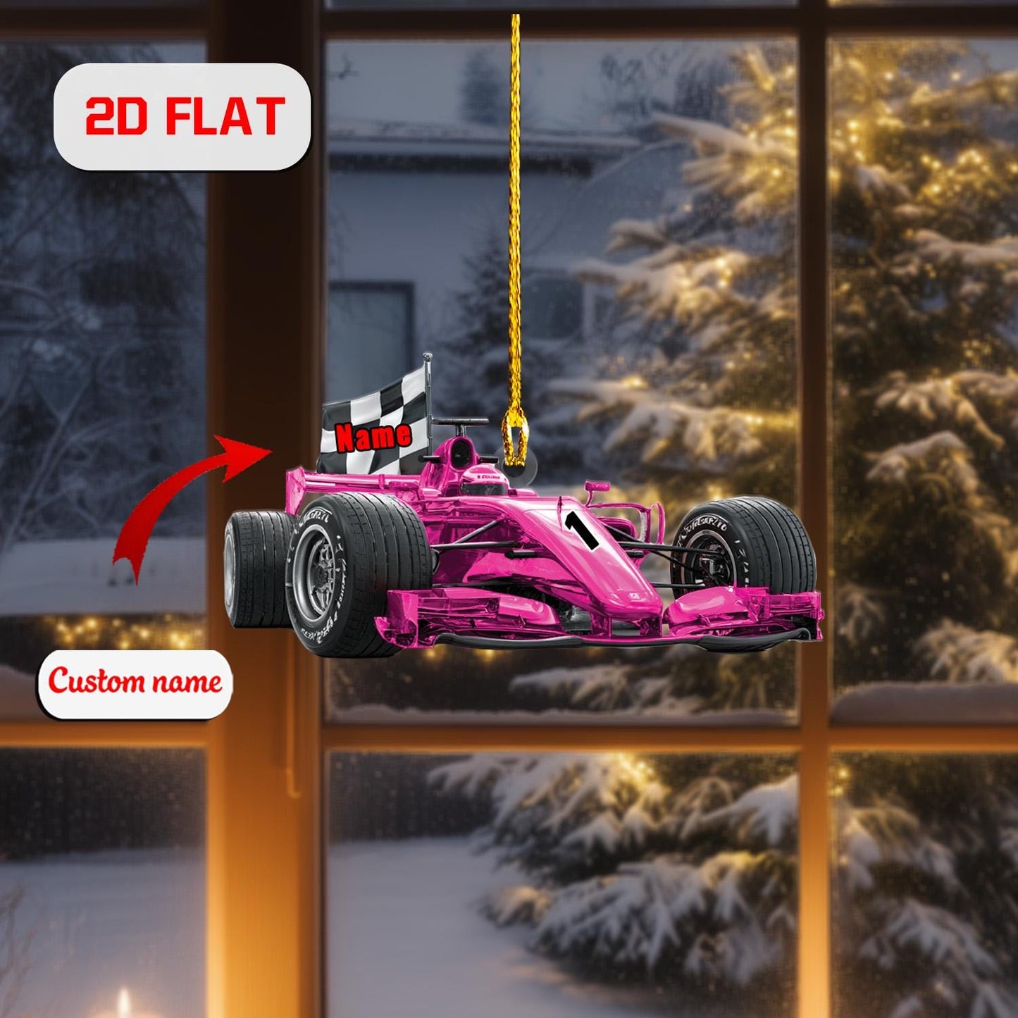 Personalized Race Car Christmas Ornament Acrylic, Custom Name Formula 1 Gift, Holiday Tree Decoration for Racer, Car Lover & Motorsport Fan