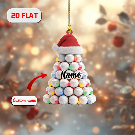 Personalized Golf Ball Christmas Tree Ornament Acrylic, Custom Name Golfer Gift, Holiday Decoration for Golf Lover, Coach & Sports Fan