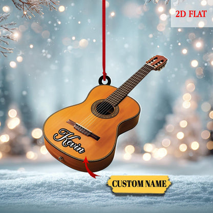 Personalized Guitar 2D Flat Ornament,Christmas Gift for Music Lovers, Guitar Players,Rock and Roll Gift, Christmas Hanging Ornament