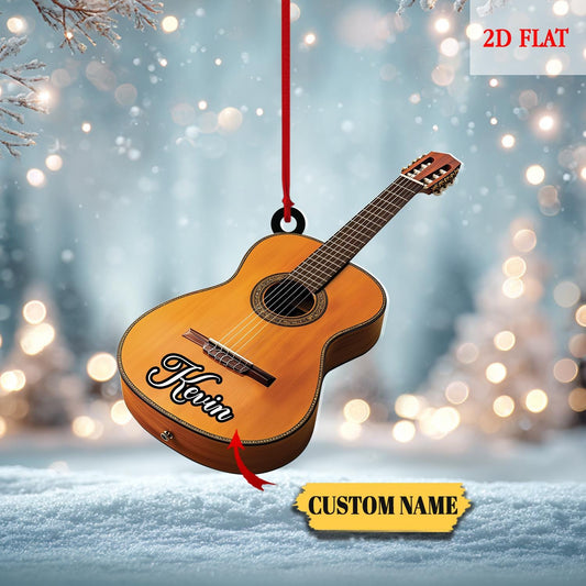 Personalized Guitar 2D Flat Ornament,Christmas Gift for Music Lovers, Guitar Players,Rock and Roll Gift, Christmas Hanging Ornament