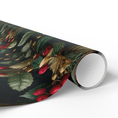 Christmas Holly Wrapping Paper - Traditional Holiday Gift Wrap, Modern Christmas Wrapping, Festive Present Wrapping, Unique Gift Giving