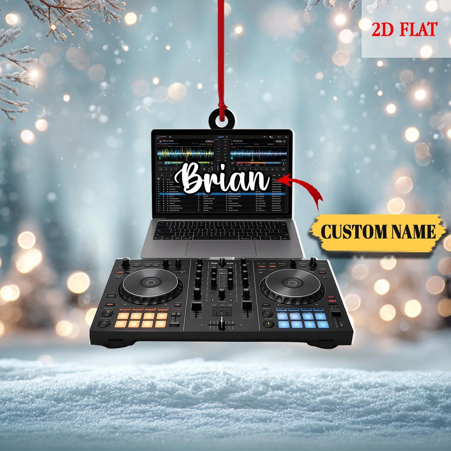 Personalized Pioneer DJ Flat 2D Ornament, Custom Name DJ Christmas Tree Ornament, Music Dj Ornament, Christmas Gift for DJ, Boyfriend