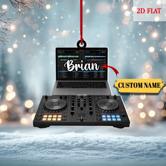 Personalized Pioneer DJ Flat 2D Ornament, Custom Name DJ Christmas Tree Ornament, Music Dj Ornament, Christmas Gift for DJ, Boyfriend
