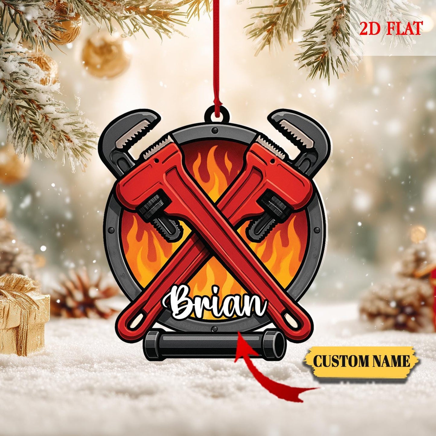 Personalized Plumber Layered 2D Flat Ornament, Custom Plumber Christmas Tree Ornament, Mechanic Christmas Home Decor, Gift for Dad, Husband