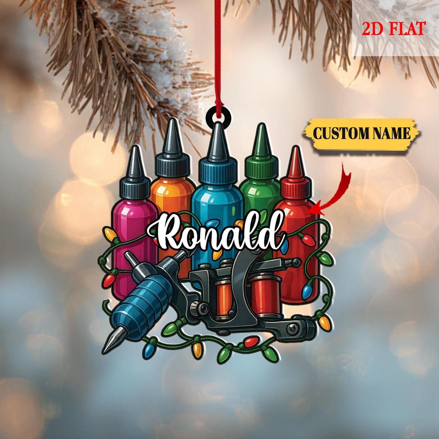 Personalized Tattoo Tools Box Christmas Ornament, Tattoo Lovers Christmas Ornament Gift,Tattoo Studio Xmas Tree Decor Gift, Gift for Husband