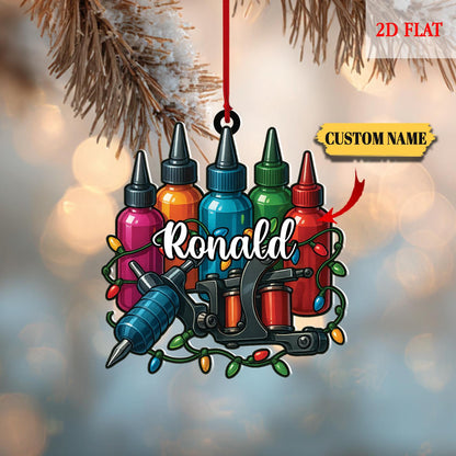 Personalized Tattoo Tools Box Christmas Ornament, Tattoo Lovers Christmas Ornament Gift,Tattoo Studio Xmas Tree Decor Gift, Gift for Husband