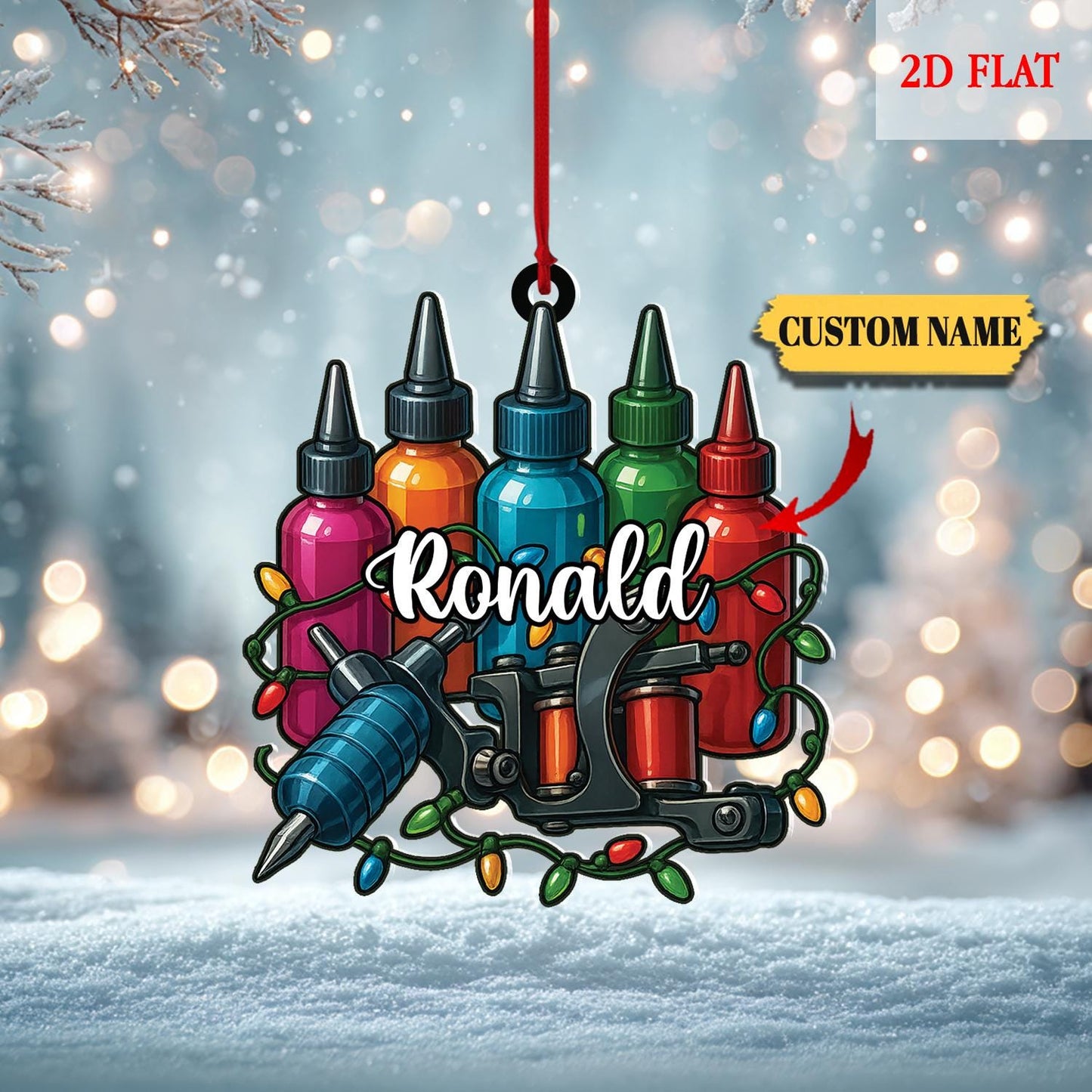 Personalized Tattoo Artist Ornament 2025, Ink Tools Cart Christmas Ornament, Tattoo Studio Xmas Tree Decor Gift, Gift for Dad, Husband