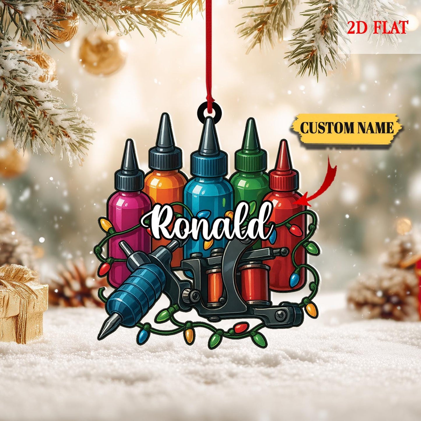 Personalized Tattoo Artist Ornament 2025, Ink Tools Cart Christmas Ornament, Tattoo Studio Xmas Tree Decor Gift, Gift for Dad, Husband