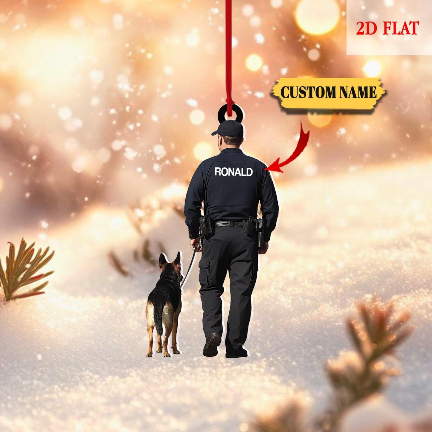 Personalized Police Dog Trainer Squad Ornament, Police Lovers Ornament, Gift For Police, Xmas Tree Hanging Decoration, Gift for Dad, Husband