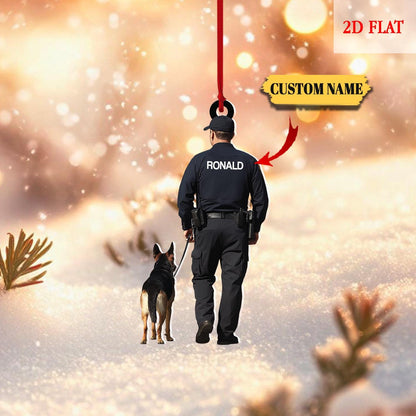 Personalized Police Dog Trainer Squad Ornament, Police Lovers Ornament, Gift For Police, Xmas Tree Hanging Decoration, Gift for Dad, Husband