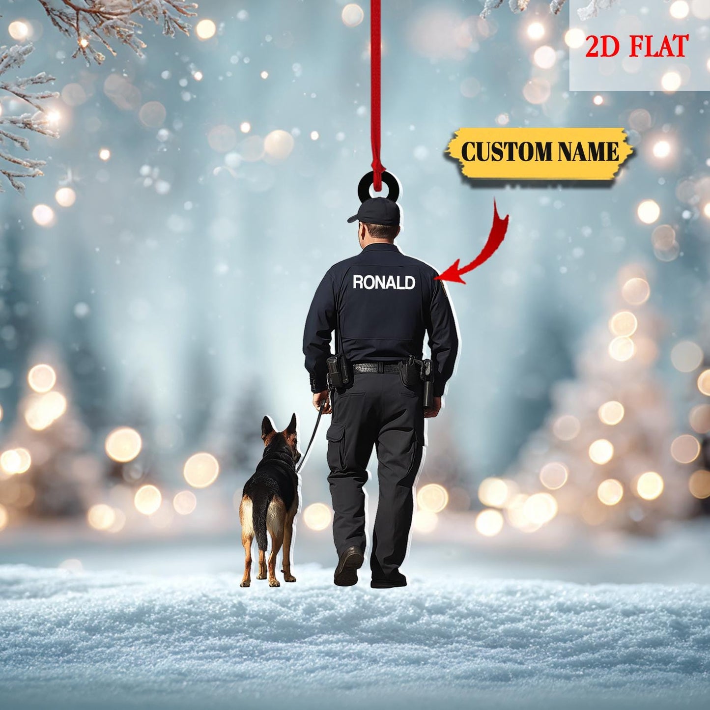Personalized Police Dog Trainer Squad Ornament, Police Lovers Ornament, Gift For Police, Xmas Tree Hanging Decoration, Gift for Dad, Husband