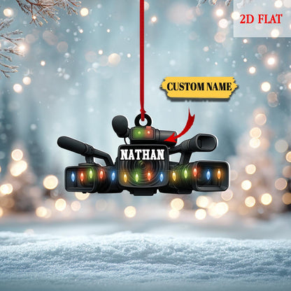 Personalized Professional Video Camera Camcorder 2D Flat Ornament, Angel Video camera Ornament Gift, Christmas Home Decor, Gift for Him