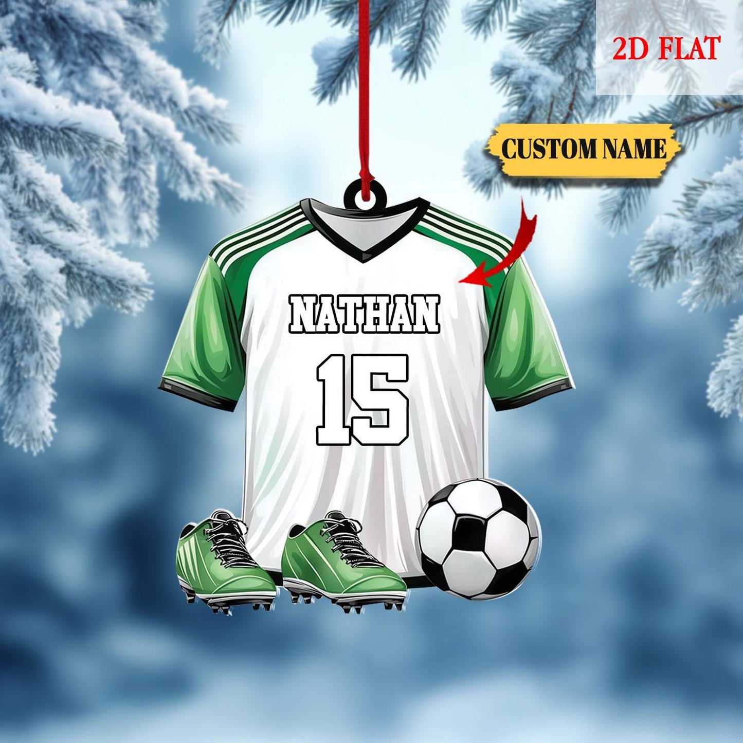 Personalized Soccer Shose Ball 2D Flat Acrylic Ornament, Ornament For Soccer Players, Custom Gift For Soccer Teams, Gift for Dad, Husband