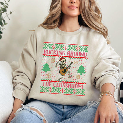 Ugly Christmas For Teacher Christmas Tree Shirt Dancing Skeleton Sweatshirt Funny Christmas for Teacher Ugly Xmas