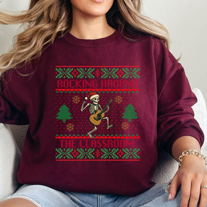 Ugly Christmas For Teacher Christmas Tree Shirt Dancing Skeleton Sweatshirt Funny Christmas for Teacher Ugly Xmas