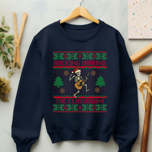 Ugly Christmas For Teacher Christmas Tree Shirt Dancing Skeleton Sweatshirt Funny Christmas for Teacher Ugly Xmas