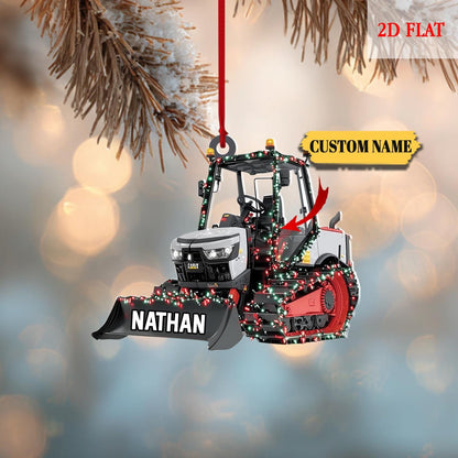 Personalized Wheel Loader Vehicles Equipment 2D Flat Acrylic Ornament, Christmas 2025 Ornament, Backhoe Loader Vehicles Ornament