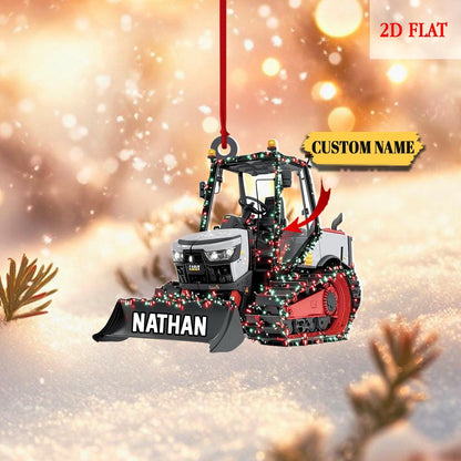 Personalized Wheel Loader Vehicles Equipment 2D Flat Acrylic Ornament, Christmas 2025 Ornament, Backhoe Loader Vehicles Ornament
