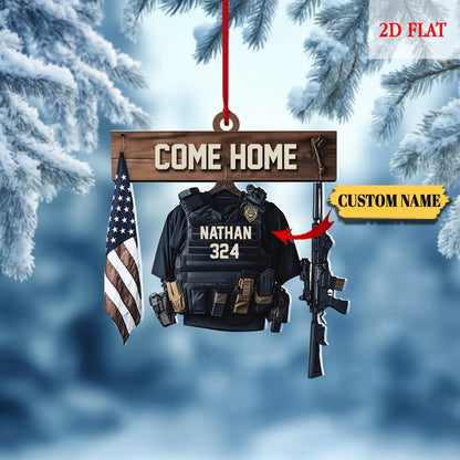 Personalized Bulletproof Police Vest Ornament Office Decor, Police Outfit 2D Flat Acrylic Ornament Christmas Gifts, Gift for Dad, Husband