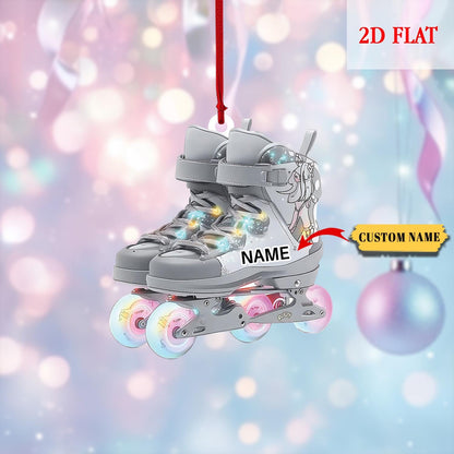 Personalized Roller Skate 2d Flat Xmas Hanging Ornament, Roller Derby Christmas Light Car Ornament, Love Roller Skate Christmas Ornament