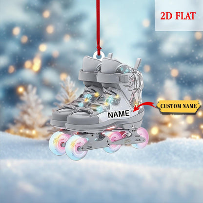 Personalized Roller Skate 2d Flat Xmas Hanging Ornament, Roller Derby Christmas Light Car Ornament, Love Roller Skate Christmas Ornament