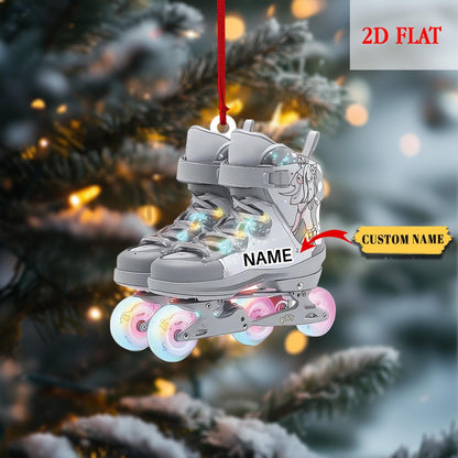 Personalized Roller Skate 2d Flat Xmas Hanging Ornament, Roller Derby Christmas Light Car Ornament, Love Roller Skate Christmas Ornament
