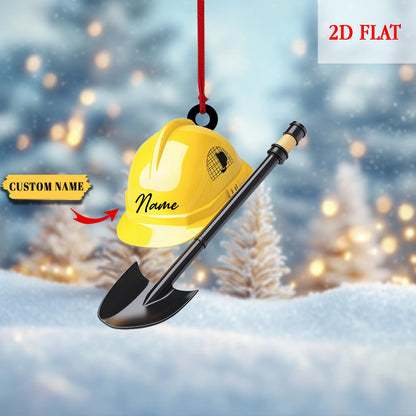 Personalized Coal Miner Flat 2D Acrylic Ornaments, Custom Xmas Gifts for Coworker Men, Coal Miner Christmas Ornament, Construction Gift