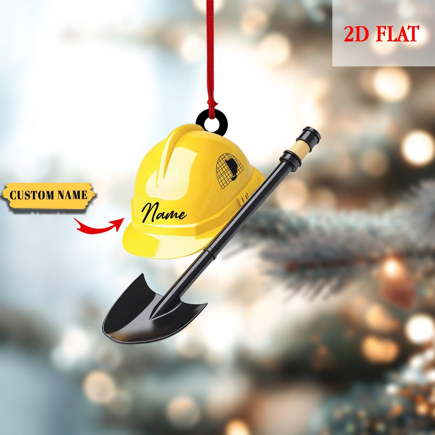 Personalized Coal Miner Flat 2D Acrylic Ornaments, Custom Xmas Gifts for Coworker Men, Coal Miner Christmas Ornament, Construction Gift