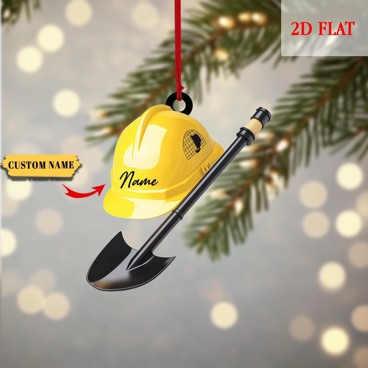 Personalized Coal Miner Flat 2D Acrylic Ornaments, Custom Xmas Gifts for Coworker Men, Coal Miner Christmas Ornament, Construction Gift