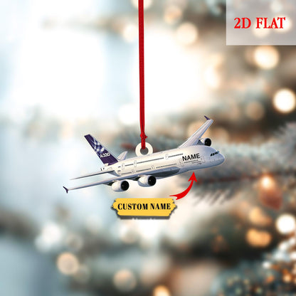 Personalized Airplane Acrylic 2D Flat Acrylic Ornament, Aviation Christmas Tree Decoration for Pilots, Traveling Hanging Gift