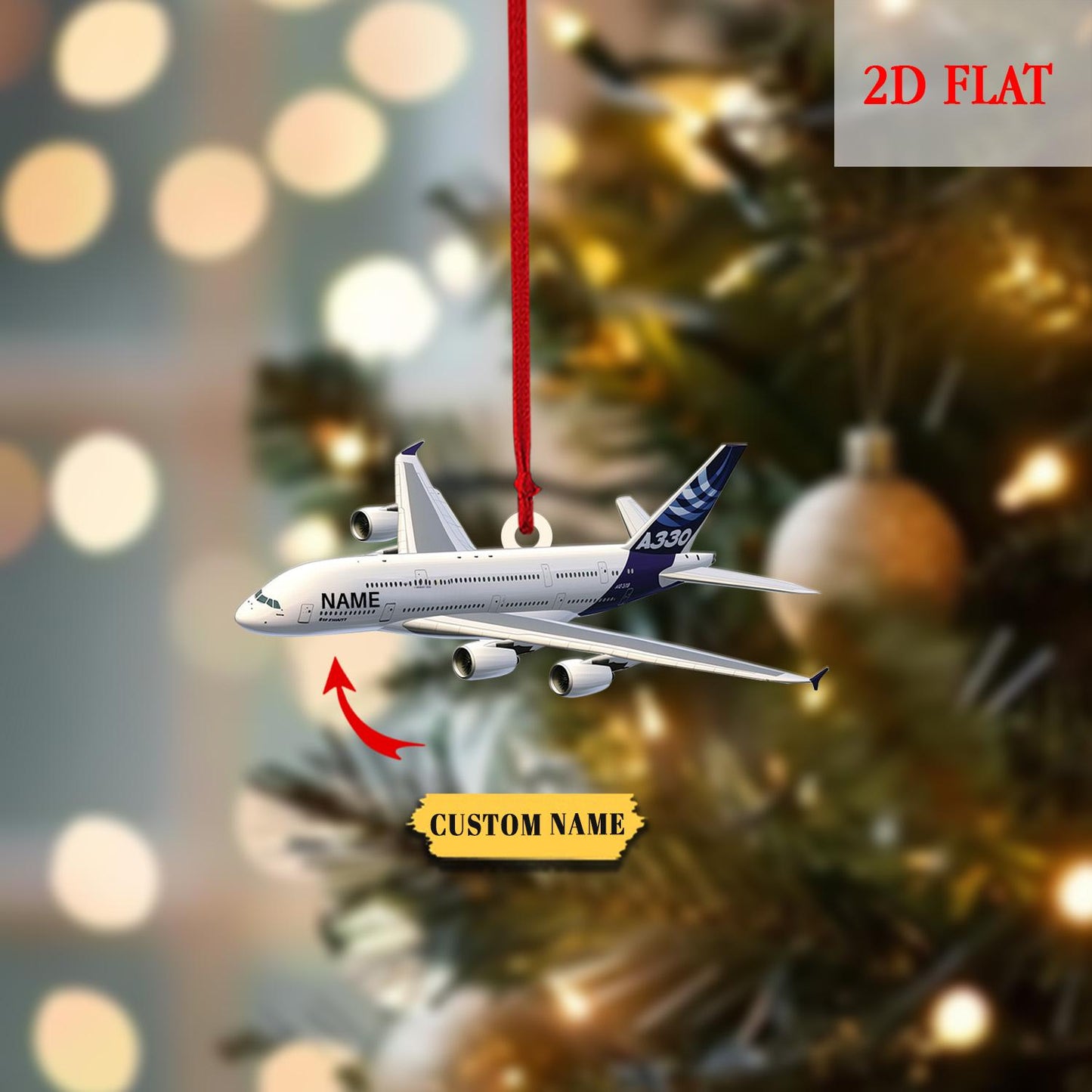 Personalized Airplane Acrylic 2D Flat Acrylic Ornament, Aviation Christmas Tree Decoration for Pilots, Helicopters, Traveling Hanging Gift